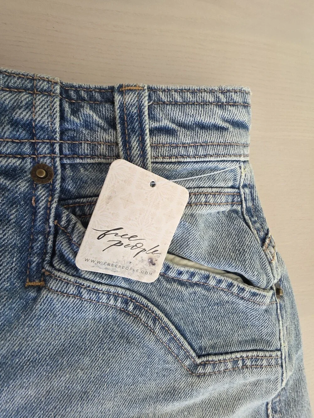 Free People We The Free Suzy Denim midi skirt Sz 26 $128